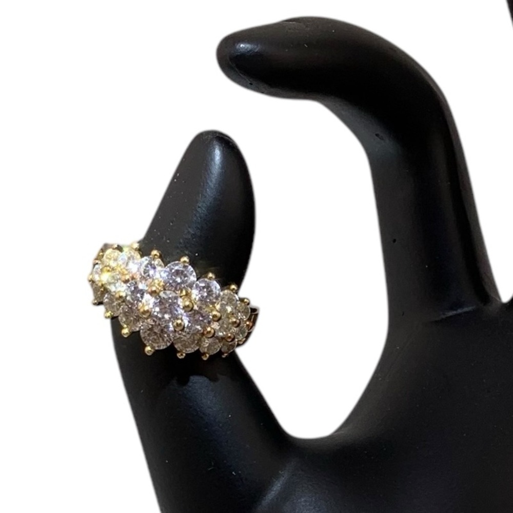 BBJ Cocktail Ring Sterling Silver 925 Gold Vermeil Cubic Zirconia 6.5 Vintage